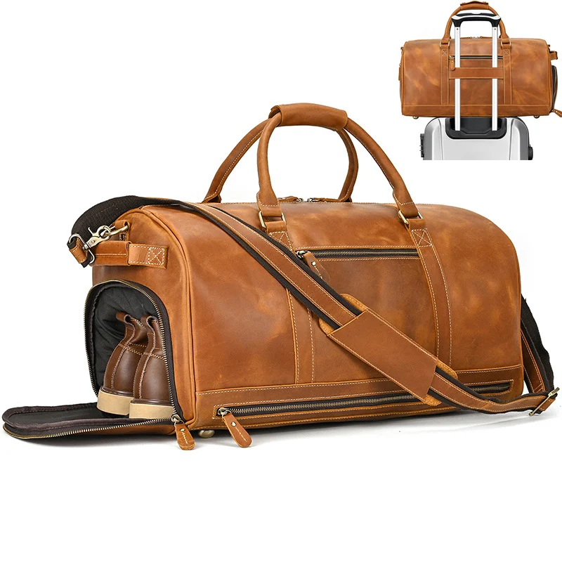 Crazy Horse Leather Travel Bag Fitness Bag Large Dry and Wet Separation Bag Leather Handbag For Men Duffel Bag Travelling Male
Crazy Horse Leather Travel Bag Fitness Bag Large Dry and Wet Separation Bag Leather Handbag For Men Duffel Bag Travelling Male