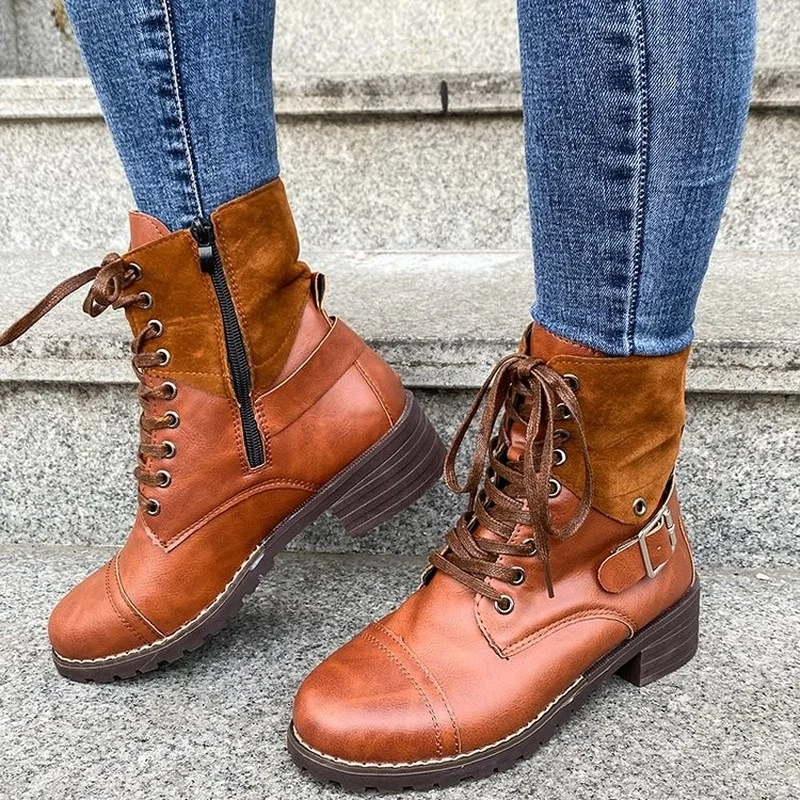 Women's Boots 2022 Autumn Winter Women Biker Boots PU Outdoor Casual Shoes Zip Round Toe Lace Up Low Heel Ankle Boots of Women
Women's Boots 2022 Autumn Winter Women Biker Boots PU Outdoor Casual Shoes Zip Round Toe Lace Up Low Heel Ankle Boots of Women