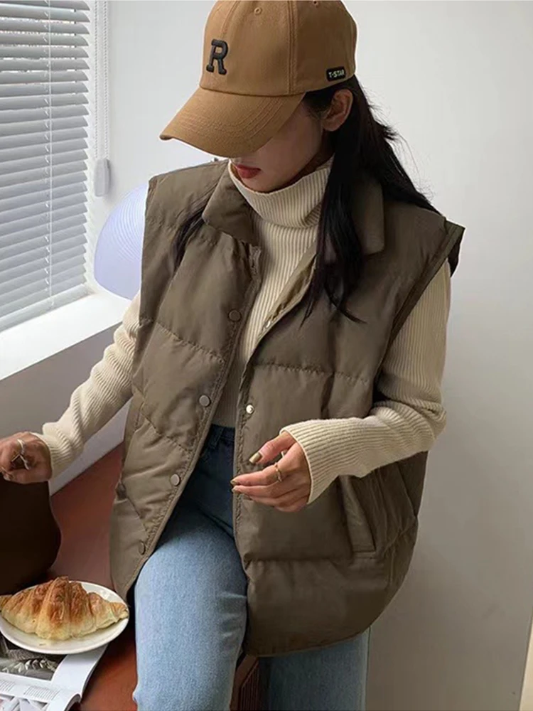 Fitaylor Winter Women White Duck Down Coat Female Stand Collar Single Breasted Sleeveless Vest Jacket Casual Lady Puffer Outwear
Fitaylor Winter Women White Duck Down Coat Female Stand Collar Single Breasted Sleeveless Vest Jacket Casual Lady Puffer Outwear