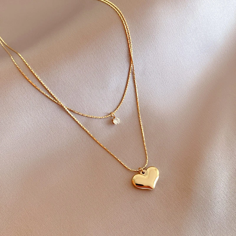 Tarnish Free 14K Gold Plated Double Layer Chain Necklace Stainless Steel Big Heart Charm Necklace Waterproof Jewelry
Tarnish Free 14K Gold Plated Double Layer Chain Necklace Stainless Steel Big Heart Charm Necklace Waterproof Jewelry