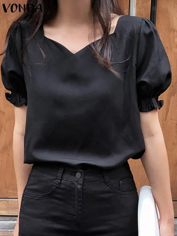 Fashion VONDA Summer Women Tunic Tops Elegant Sexy V-Neck Solid Casual Blouses 2023 Short Puff Sleeve Shirts Blusas Femininas
Fashion VONDA Summer Women Tunic Tops Elegant Sexy V-Neck Solid Casual Blouses 2023 Short Puff Sleeve Shirts Blusas Femininas