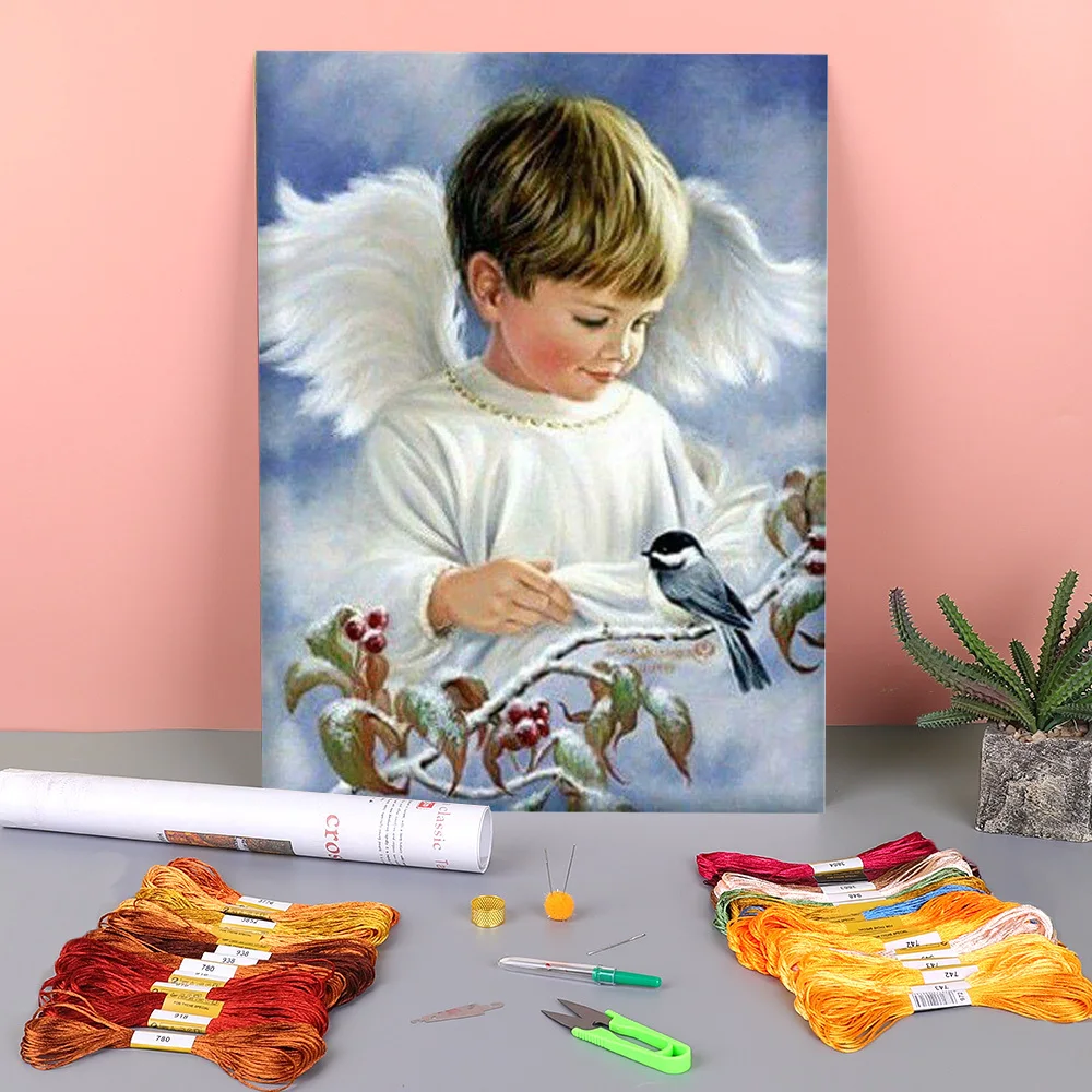 Angel Girl Boy Flowers Printed Water-Soluble Canvas 11CT Cross-Stitch Embroidery Full Kit DMC Threads work Promotions
Angel Girl Boy Flowers Printed Water-Soluble Canvas 11CT Cross-Stitch Embroidery Full Kit DMC Threads work Promotions
