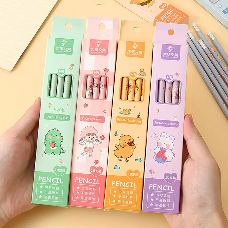 10 pcs/set Cartoon Animals HB Standard Pencils with Eraser for School Cute Stationery Supplies Students Drawing Writing Sketch
10 pcs/set Cartoon Animals HB Standard Pencils with Eraser for School Cute Stationery Supplies Students Drawing Writing Sketch