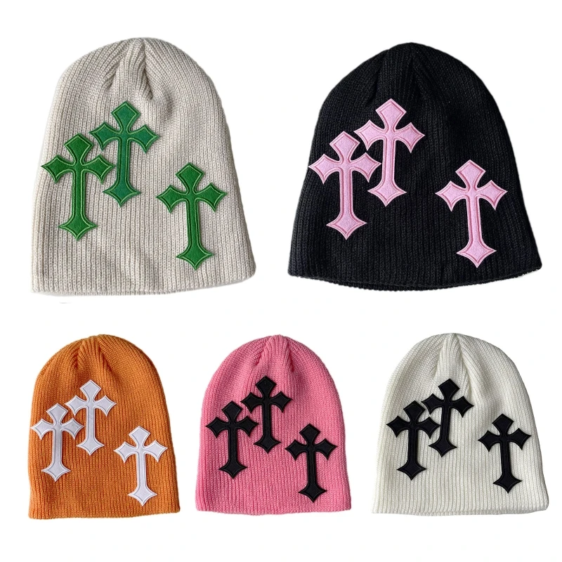 Punk Dark Cross Decor Knitted Hat Breathable Spring Knitted Piled Hat Birthday Presents for Pregnant Women Teenagers
Punk Dark Cross Decor Knitted Hat Breathable Spring Knitted Piled Hat Birthday Presents for Pregnant Women Teenagers