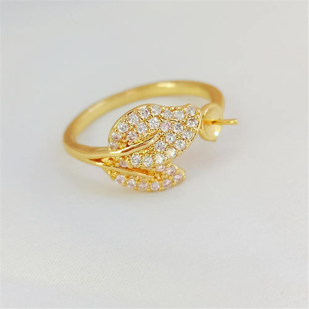 14k gold with zirconia two leaves ring with pin holder paste ring semi-finished diy jewelry accessories
14k gold with zirconia two leaves ring with pin holder paste ring semi-finished diy jewelry accessories