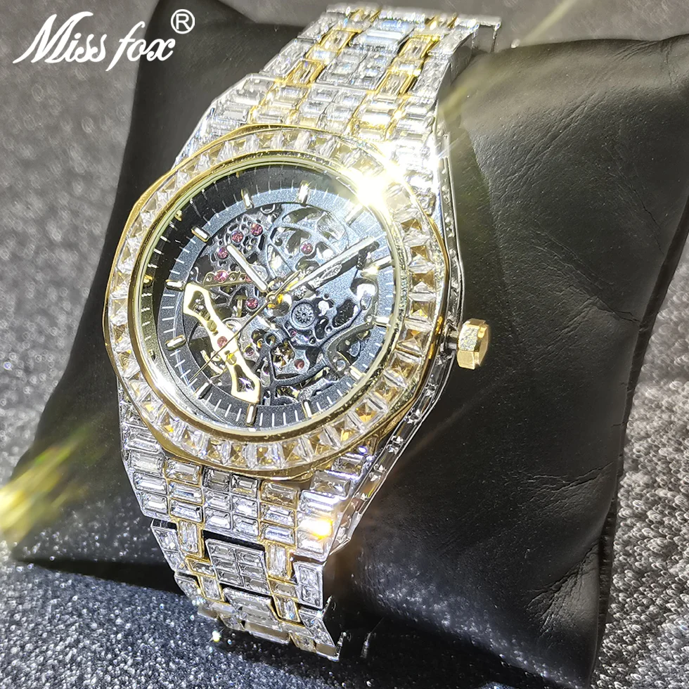 MISSFOX Hip Hop Mechanical Mens Watches Automatic Luxury Iced Out Stainless Steel Hollow Wristwatch Male Square Diamond Jewelry 
MISSFOX Hip Hop Mechanical Mens Watches Automatic Luxury Iced Out Stainless Steel Hollow Wristwatch Male Square Diamond Jewelry