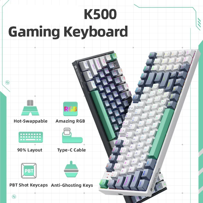 Makeike k500 Mechanical Keyboard RGB Backlit Hot-Swappable Wired Keyboard 90% Layout 94 Keys Gaming Keyboard Anti-Ghosting 
Makeike k500 Mechanical Keyboard RGB Backlit Hot-Swappable Wired Keyboard 90% Layout 94 Keys Gaming Keyboard Anti-Ghosting