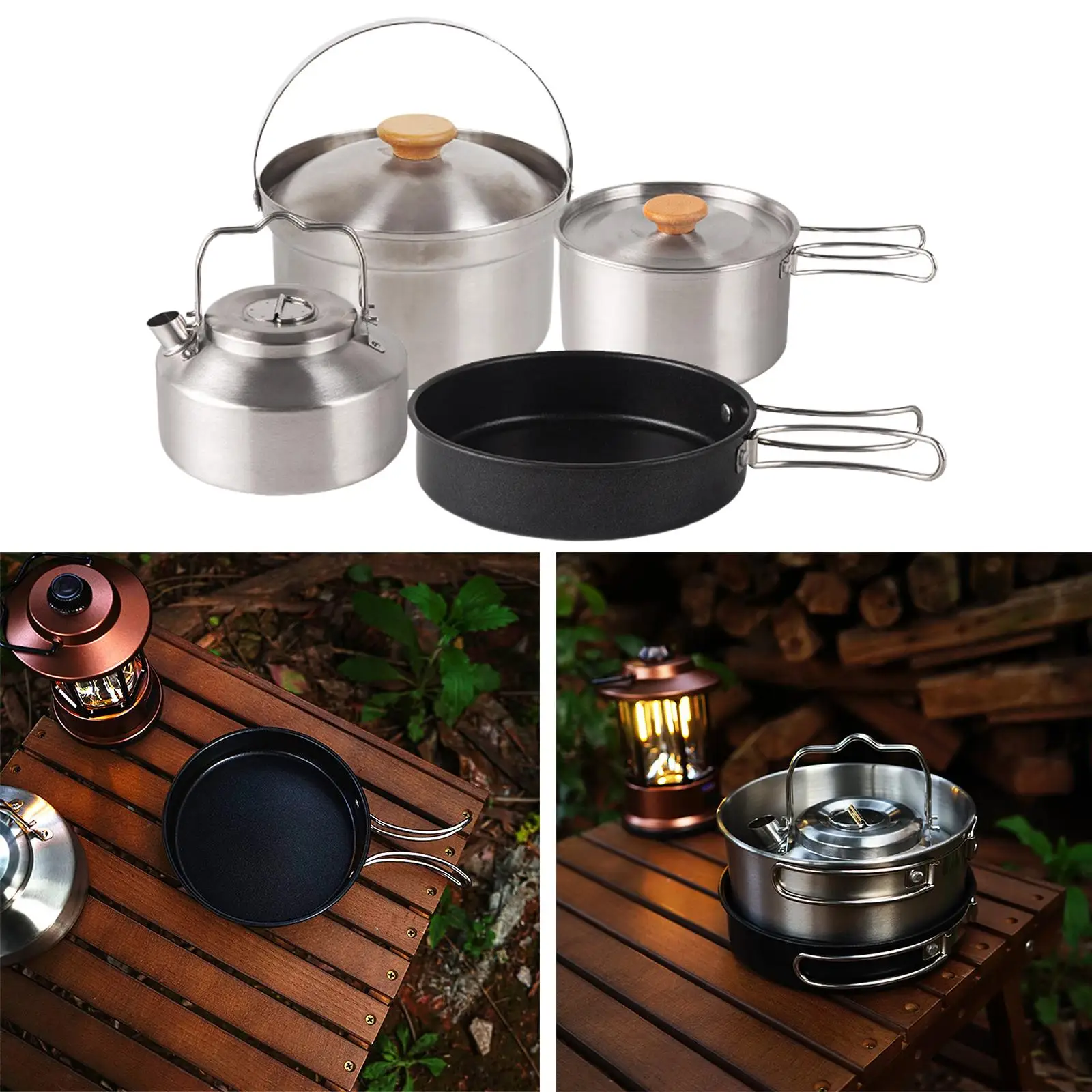 Camping Cookware Set Non Stick Stainless Steel Camping pot and pans and kettle Pan for Picnic Camping Backpacking Cooking Travel
Camping Cookware Set Non Stick Stainless Steel Camping pot and pans and kettle Pan for Picnic Camping Backpacking Cooking Travel