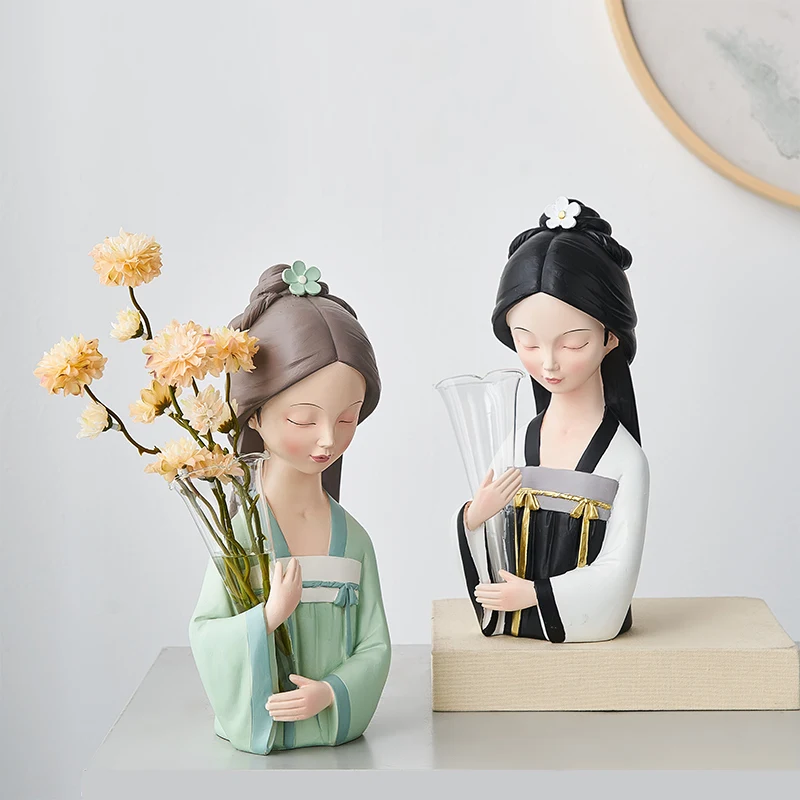 Chinese Style Home Decor Accessories Creative Hanfu Girl Figurine Living Room Desktop Resin Decoration Flower Arrangement Vase
Chinese Style Home Decor Accessories Creative Hanfu Girl Figurine Living Room Desktop Resin Decoration Flower Arrangement Vase