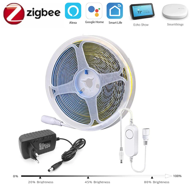 Zigbee 3.0 DC12V COB LED Strip 320LEDs High Density Flexible 1M-5M LED String Lights Smart for Tuya Smartthings Alexa Room Decor
Zigbee 3.0 DC12V COB LED Strip 320LEDs High Density Flexible 1M-5M LED String Lights Smart for Tuya Smartthings Alexa Room Decor