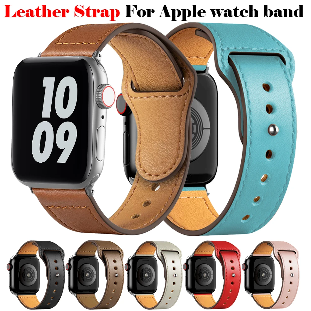 

Leather strap for Apple watch band 49mm 44mm 45mm 42mm 41mm 40mm 38mm Single tour bracelet iWatch series 4 5 6 SE 7 8 Ultra band