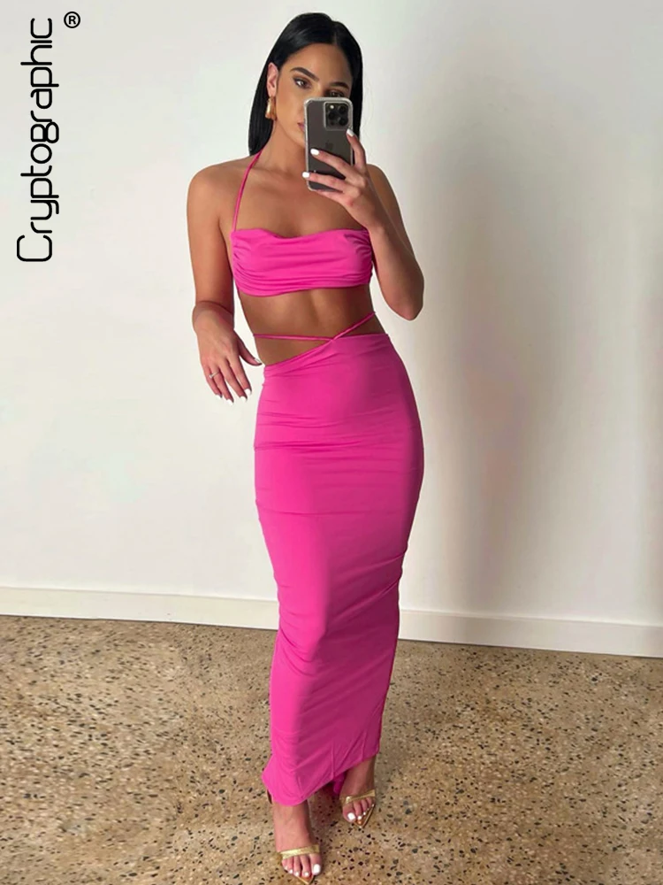 Cryptographic Elegant Fashion Ruched Bandage Club Dress Sets Halter 2 Piece Sets Women Outfits Sexy Backless Co-ord Sets Clothes
Cryptographic Elegant Fashion Ruched Bandage Club Dress Sets Halter 2 Piece Sets Women Outfits Sexy Backless Co-ord Sets Clothes