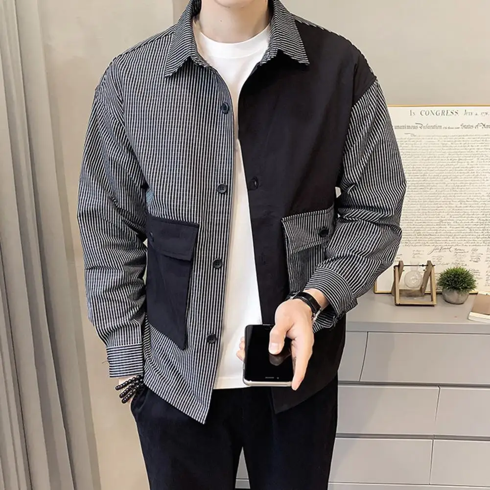 Dropshipping!! Shirt Stripe Long Sleeve Stand Collar Pocket Strip Pattern Casual Leisure Men Shirt for Work
Dropshipping!! Shirt Stripe Long Sleeve Stand Collar Pocket Strip Pattern Casual Leisure Men Shirt for Work