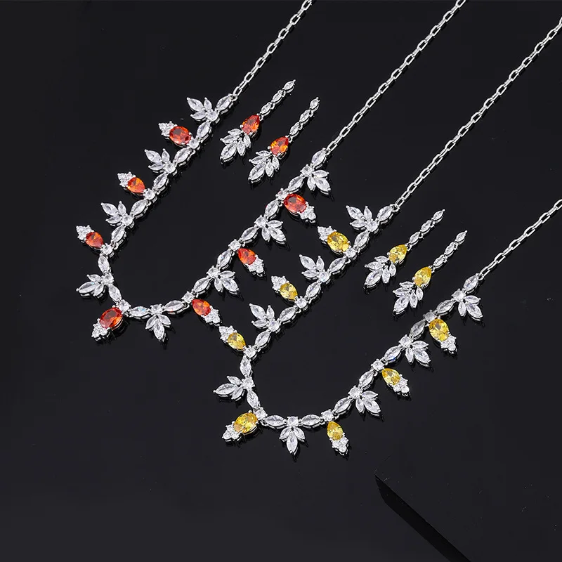 Korean Style Luxury Pretty Water Droplet Tassel Earrings Necklace Fashion Exaggerated Style Shiny Orange Crystal Rhine Women's
Korean Style Luxury Pretty Water Droplet Tassel Earrings Necklace Fashion Exaggerated Style Shiny Orange Crystal Rhine Women's