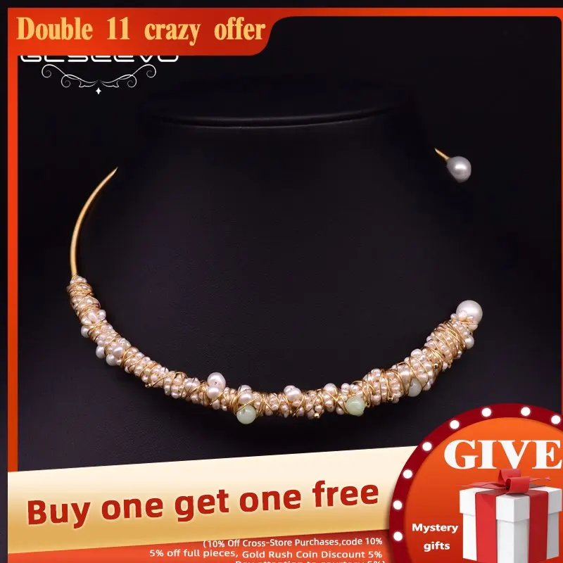 GLSEEVO Natural Blue Stone Fresh Water Pearl Chokers Necklaces For Women Necklaces Luxury Fine Jewelry Bisuteria Mujer GN0050
GLSEEVO Natural Blue Stone Fresh Water Pearl Chokers Necklaces For Women Necklaces Luxury Fine Jewelry Bisuteria Mujer GN0050
