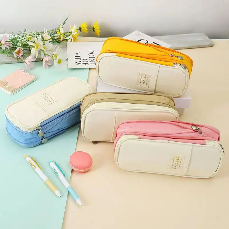 for Student Gift Classic Fashion Pencil Bag Canvas Contrast Color Large Capacity Pencil Case Stationery Storage Bag Organizer
for Student Gift Classic Fashion Pencil Bag Canvas Contrast Color Large Capacity Pencil Case Stationery Storage Bag Organizer