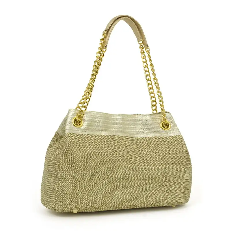 Handle Stylish Summer Beach Bag Women's Stylish Silver Handle Chain Summer Straw Handbag Beach Bag for Shopping Outdoors
Handle Stylish Summer Beach Bag Women's Stylish Silver Handle Chain Summer Straw Handbag Beach Bag for Shopping Outdoors