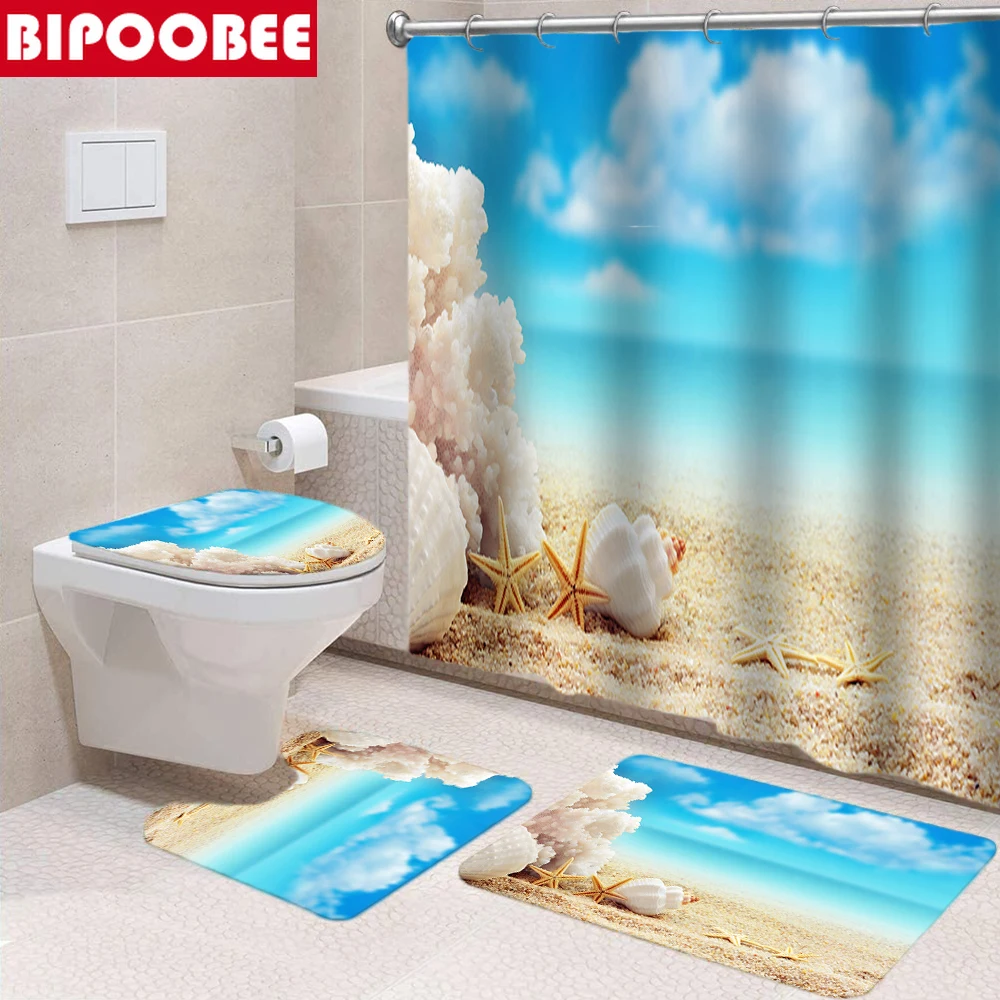 Sea Ocean Beach Starfish Shell 3D Print Shower Curtain Bathroom Curtains Set Bath Mats Non-slip Rugs Toilet Lid Cover Home Decor
Sea Ocean Beach Starfish Shell 3D Print Shower Curtain Bathroom Curtains Set Bath Mats Non-slip Rugs Toilet Lid Cover Home Decor