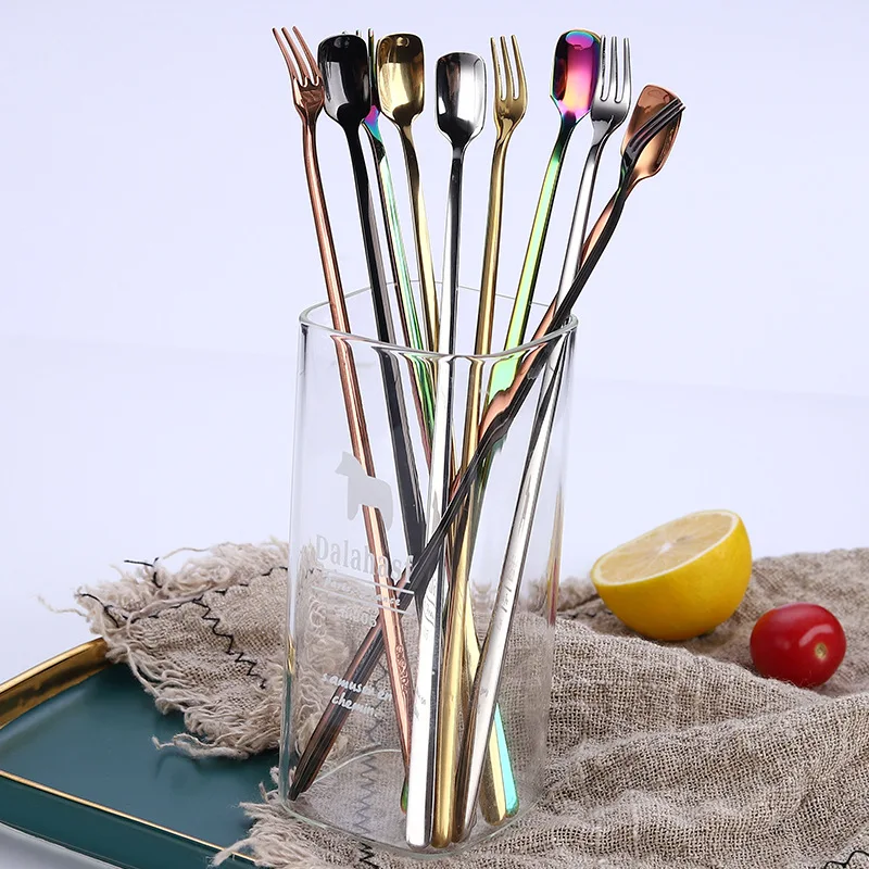 Stirring Spoon 304 Stainless Steel Plus Long Handle Square Head Spoon Mini Ice Bar Pold-plated Spoon Cocktail Bartender Fork
Stirring Spoon 304 Stainless Steel Plus Long Handle Square Head Spoon Mini Ice Bar Pold-plated Spoon Cocktail Bartender Fork