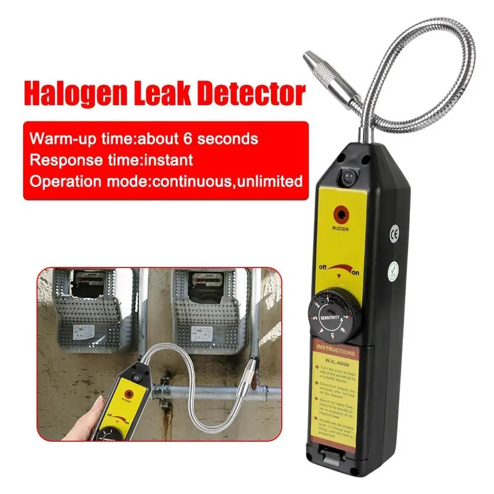 

WJL-6000 Freon Leak Detector Halogen Leak Detector Refrigerant Gas HVAC Air Conditioner R22 R410A R134A R1234YF CFCs HCFCs HFCs