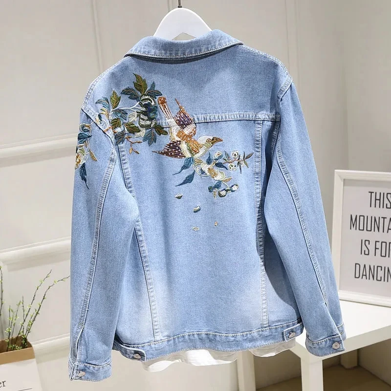 Embroidered Long-sleeved Retro Jean Jacket Womens 2022 Autumn New Lapel Loose Korean Large Size Womens Denim jackets Trend
Embroidered Long-sleeved Retro Jean Jacket Womens 2022 Autumn New Lapel Loose Korean Large Size Womens Denim jackets Trend