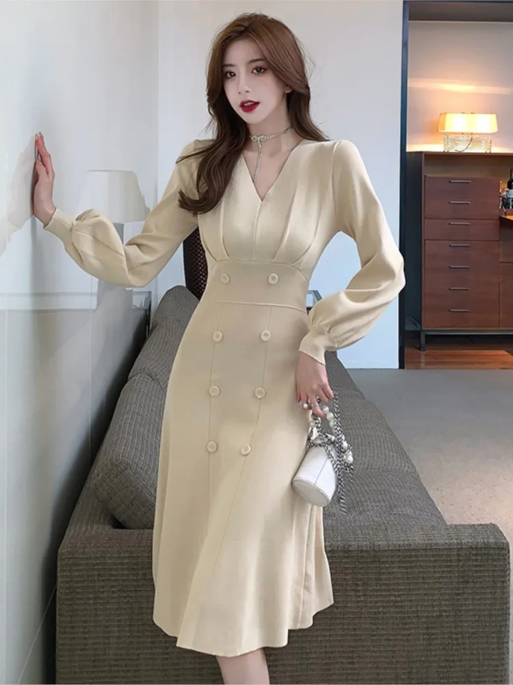 2023 Elegant Autumn Women Puff Sleeve Dress French Lady Solid Casual Evening Party Clothes Spring Female Slim Waist V-neck Robe
2023 Elegant Autumn Women Puff Sleeve Dress French Lady Solid Casual Evening Party Clothes Spring Female Slim Waist V-neck Robe