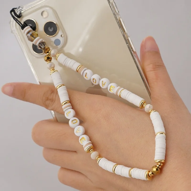 New Fashion Acrylic Letter Mobile Strap Lanyard Anti-Lost Telephone Jewelry Boho Black Polymer Clay Beads Mobile Phone Chain
New Fashion Acrylic Letter Mobile Strap Lanyard Anti-Lost Telephone Jewelry Boho Black Polymer Clay Beads Mobile Phone Chain