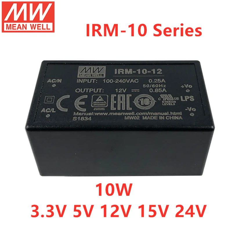 

MEAN WELL PCB Style IRM-10 10W Encapsulated AC-DC Module Type Power Supply 3.3V 5V 12V 15V 24V