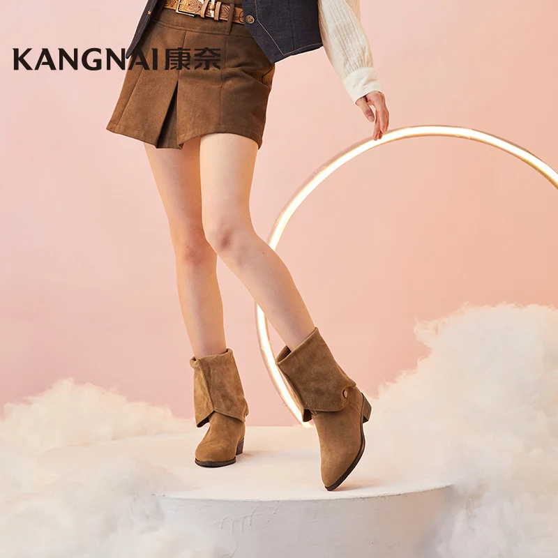 Kangnai Ankle Boots Women Cow Suede Pointed Toe Cowboy Long Boots High Heel Spring Autumn Fashion Ladies Shoes
Kangnai Ankle Boots Women Cow Suede Pointed Toe Cowboy Long Boots High Heel Spring Autumn Fashion Ladies Shoes