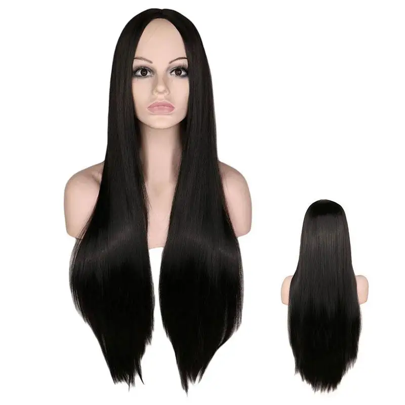 

Alice ForMadness Returns Cosplay Costume Halloween Synthetic Wigs For Women Anime Girls Party Black Straight 70cm Wigs For Girls