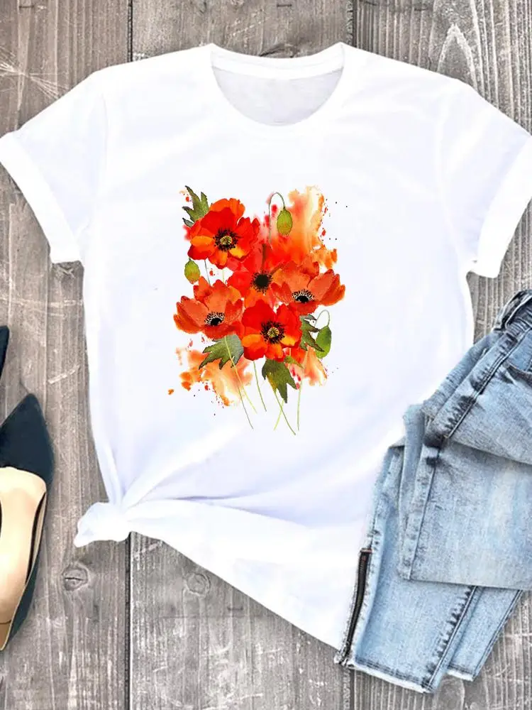 Tee Clothing Print Clothes Women Tshirt Female Top Watercolor Lovely Flower Short Sleeve Fashion Casual Summer Graphic T-shirt
Tee Clothing Print Clothes Women Tshirt Female Top Watercolor Lovely Flower Short Sleeve Fashion Casual Summer Graphic T-shirt