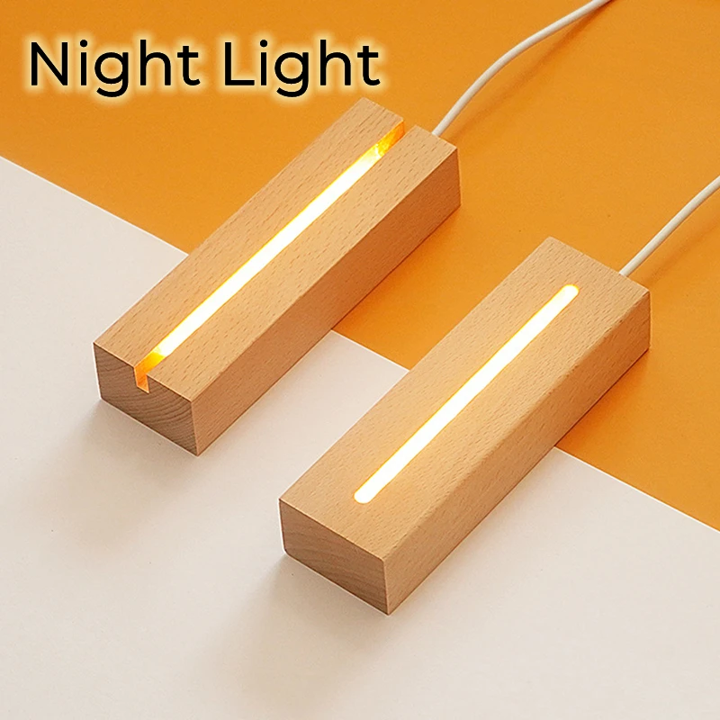Wooden Base LED Night Light USB Cable Switch 3D Acrylic Glass Multi-function Warm White Lights Room Decoration
Wooden Base LED Night Light USB Cable Switch 3D Acrylic Glass Multi-function Warm White Lights Room Decoration