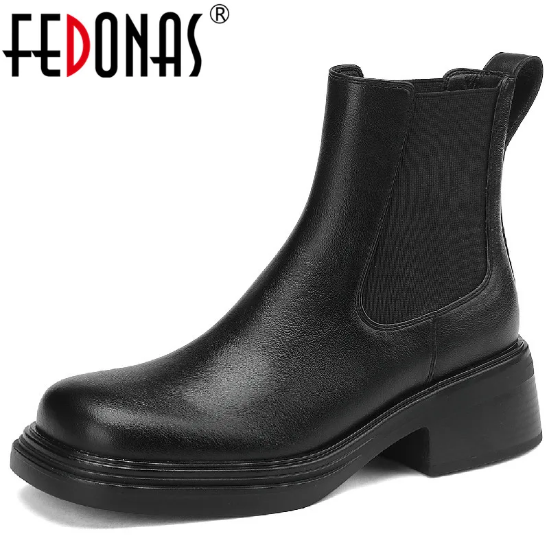 FEDONAS Classic Genuine Leather Women Ankle Boots Autumn Winter Casual Working Thick Heels Platforms Concise Basic Shoes Woman
FEDONAS Classic Genuine Leather Women Ankle Boots Autumn Winter Casual Working Thick Heels Platforms Concise Basic Shoes Woman