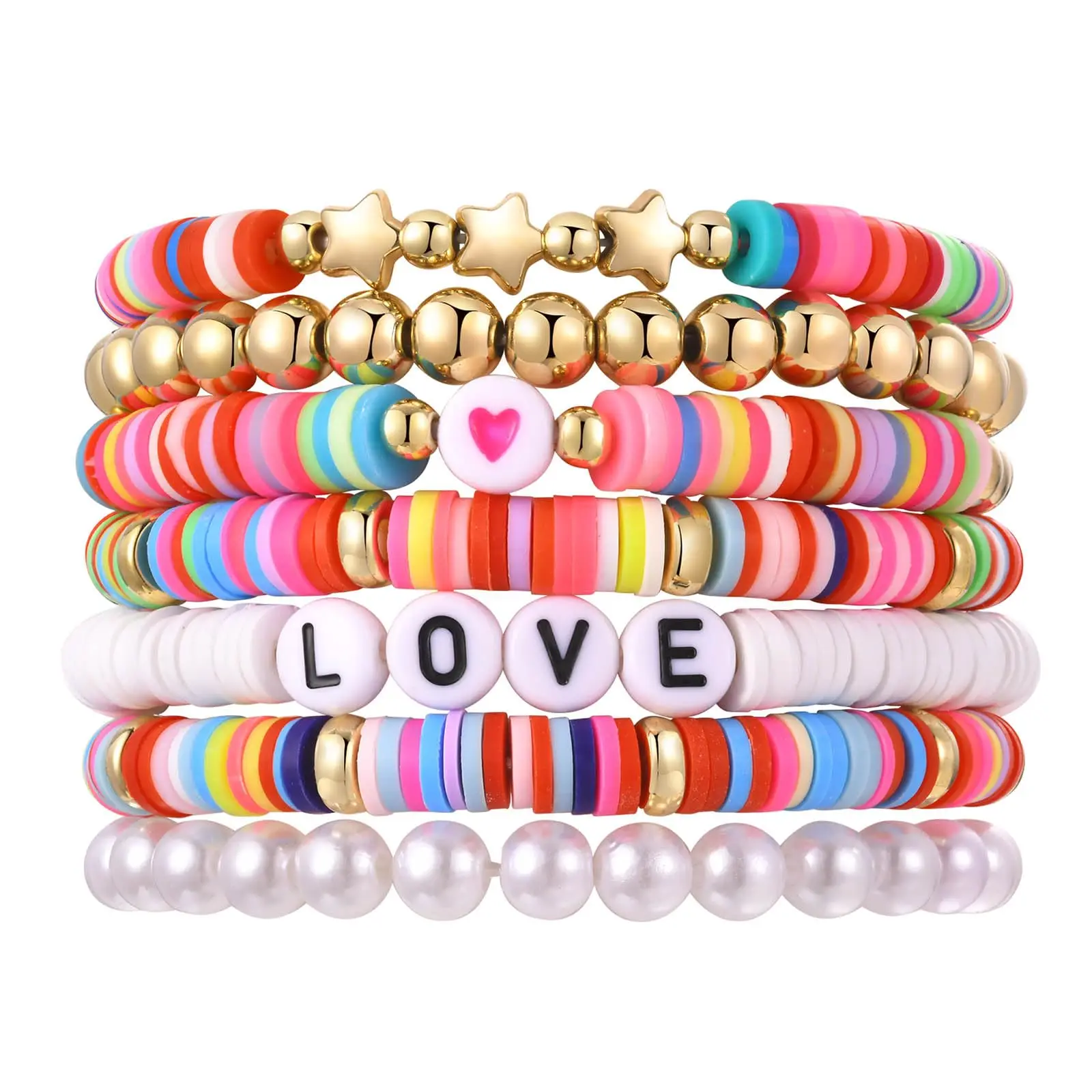 Surfer Bead Bracelet Stretch Colorful Clay Beaded Set Y2K Heart Love Charms Bracelets for Summer Beach Boho Stackable Jewelry
Surfer Bead Bracelet Stretch Colorful Clay Beaded Set Y2K Heart Love Charms Bracelets for Summer Beach Boho Stackable Jewelry