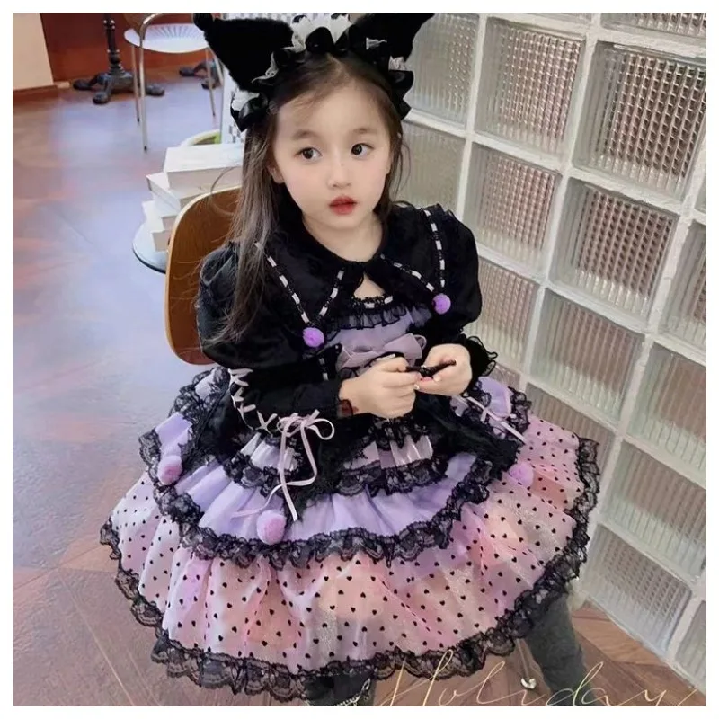 Sanrios Anime Kuromi Halloween Children Princess Dress Cartoon Long Sleeve Lolita Skirt Kawaii Sweet Girls Suspender Dress Gift
Sanrios Anime Kuromi Halloween Children Princess Dress Cartoon Long Sleeve Lolita Skirt Kawaii Sweet Girls Suspender Dress Gift