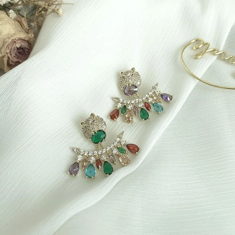 Luxury 925 Silver Needle Multicolor Cubic Zirconia Geometric Drop Earrings 18K Gold Color Elegant Trendy Dangler for Women 
Luxury 925 Silver Needle Multicolor Cubic Zirconia Geometric Drop Earrings 18K Gold Color Elegant Trendy Dangler for Women