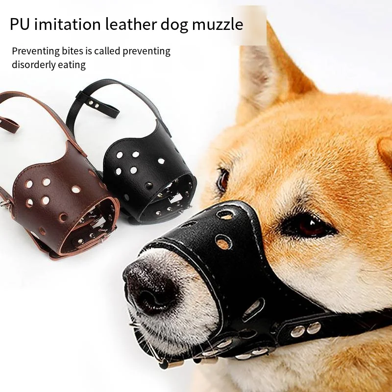 

PU Soft Dog Muzzle Anti-bite Anti-barking Muzzle Comfortable And Not Grinding The Mouth Pet Supplies For Medium And Large Dogs