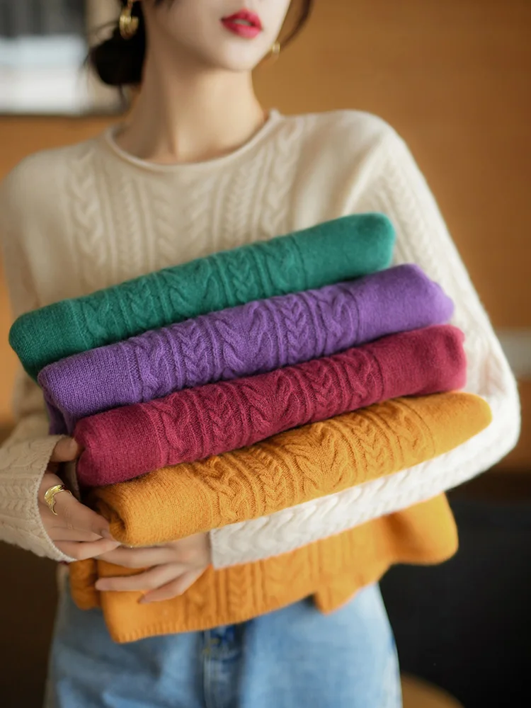 Addonee Autum Winter Women Sweater 100% Merino Wool Pullover O-Neck Thick Twist Long Sleeves Cashmere Knitted Clothes Grace Tops
Addonee Autum Winter Women Sweater 100% Merino Wool Pullover O-Neck Thick Twist Long Sleeves Cashmere Knitted Clothes Grace Tops