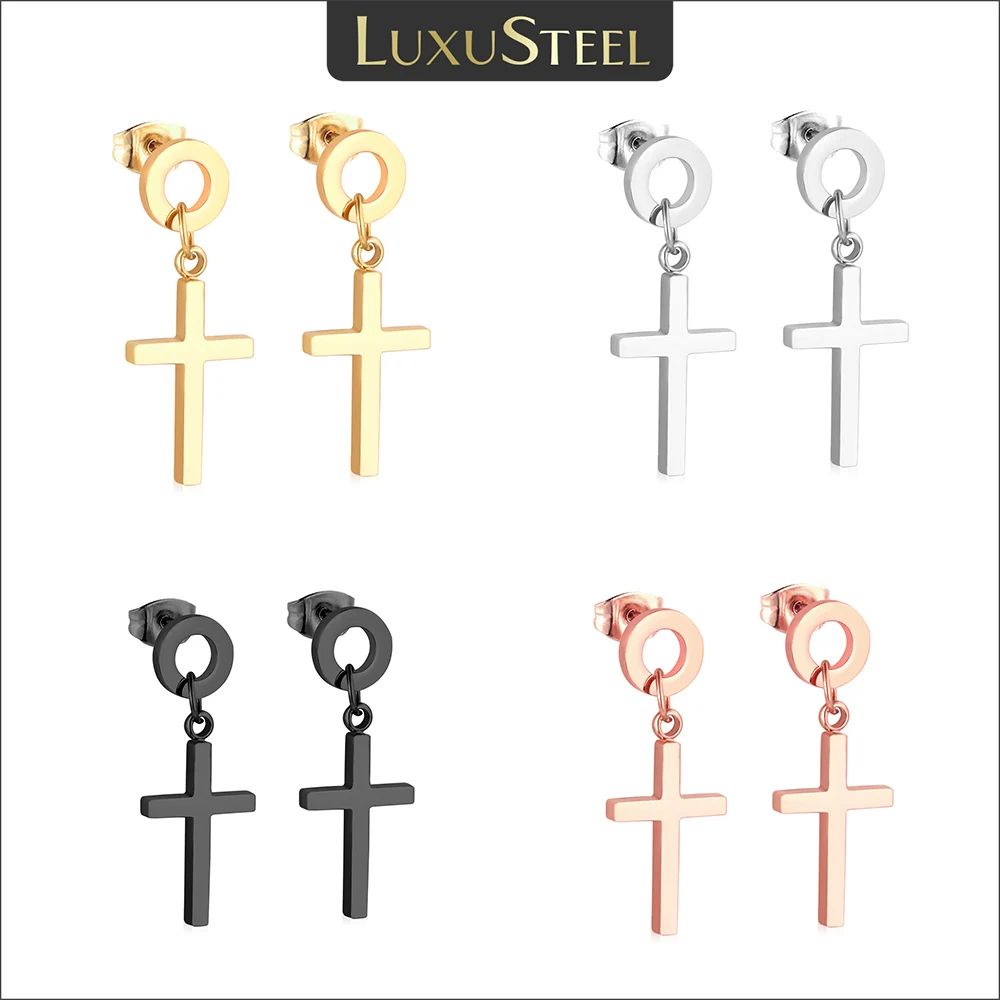 LUXUSTEEL Punk Cross Charm Dangle Earrings For Women Men Stainless Steel Stud Earrings Gothic Hip Hop Jewelry Dropshipping
LUXUSTEEL Punk Cross Charm Dangle Earrings For Women Men Stainless Steel Stud Earrings Gothic Hip Hop Jewelry Dropshipping