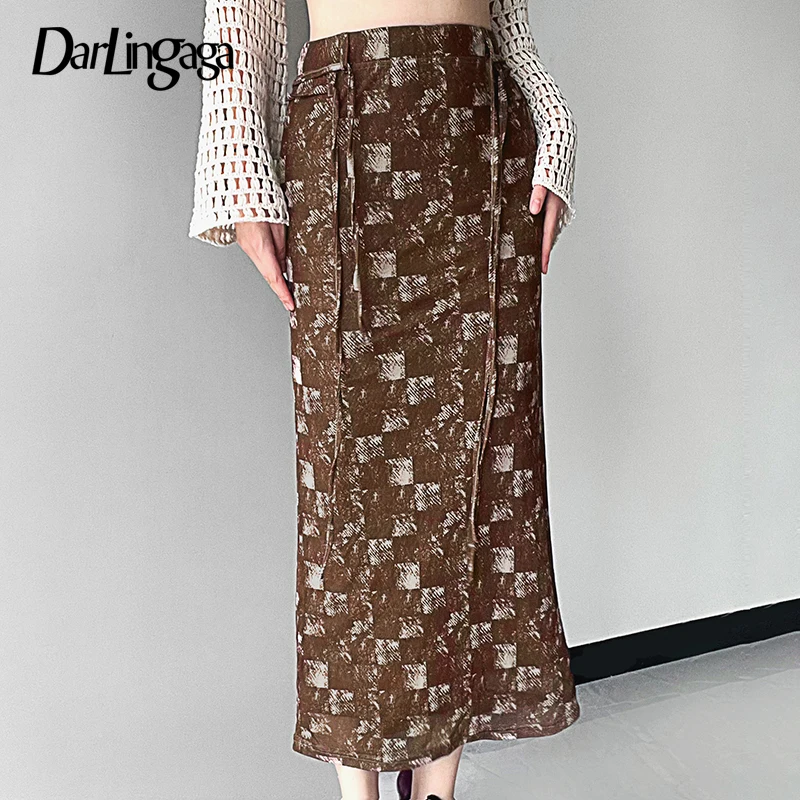 Darlingaga Y2K Vintage Aesthetic Plaid Skirt High Waist Front Tie-Up Harajuku Long Mesh Skirt Women Double Layer Slim Fairycore
Darlingaga Y2K Vintage Aesthetic Plaid Skirt High Waist Front Tie-Up Harajuku Long Mesh Skirt Women Double Layer Slim Fairycore