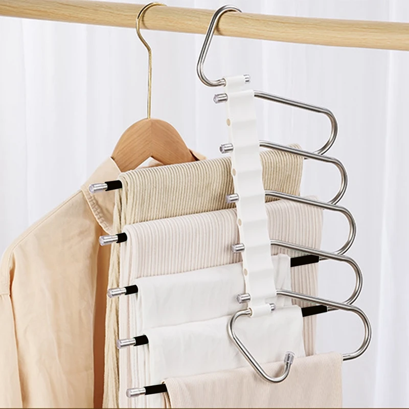 

Multi-Functional Anti-Skid And Anti-Tilt Stainless Steel Trouser Rack Multi-Layer Seamless Trouser Rack Storage Easy To Use