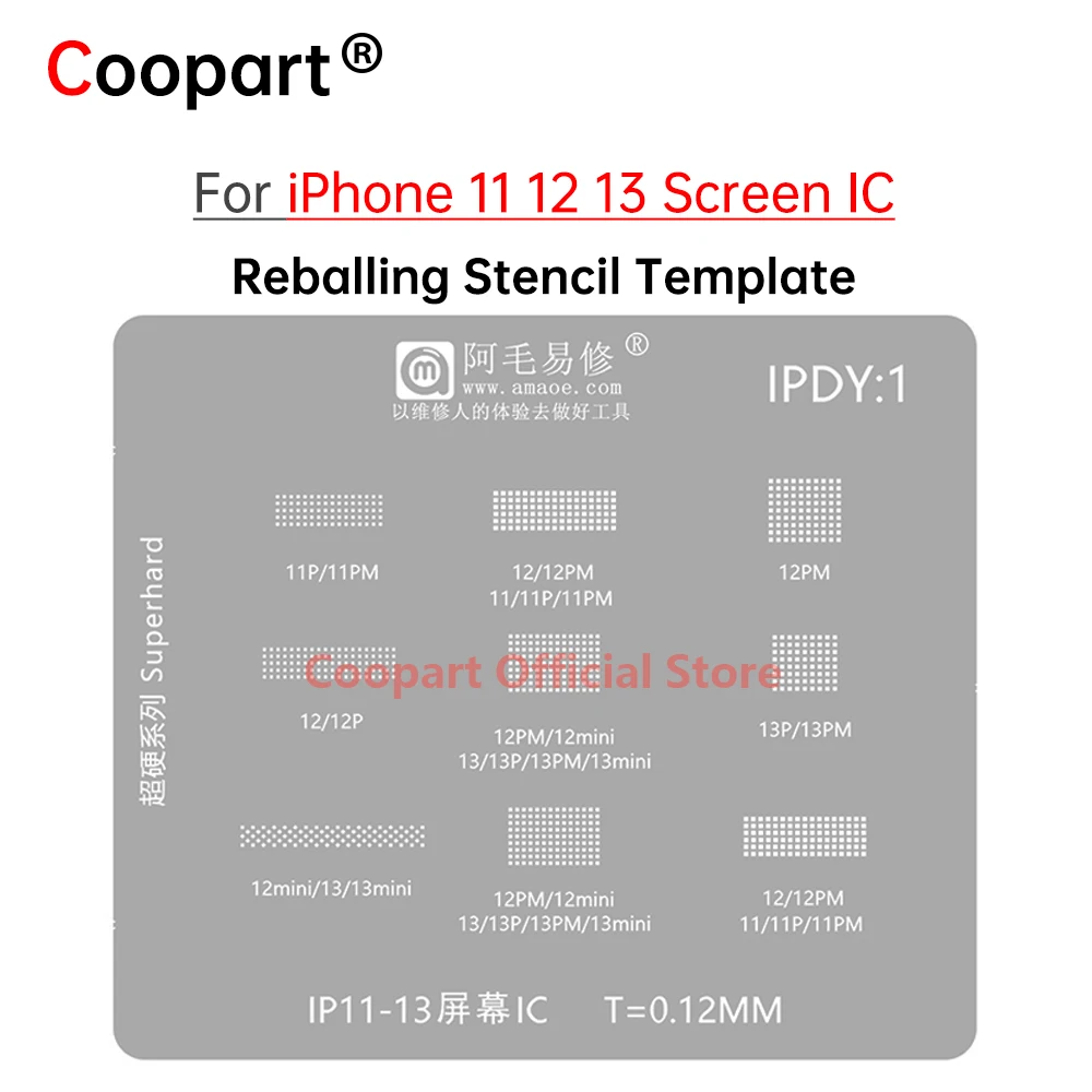 New BGA Reballing Stencil Template For iPhone 11 12 13 ProMax 11Mini 11Pro 12Pro 13Pro Max LCD screen IC repair tools
New BGA Reballing Stencil Template For iPhone 11 12 13 ProMax 11Mini 11Pro 12Pro 13Pro Max LCD screen IC repair tools