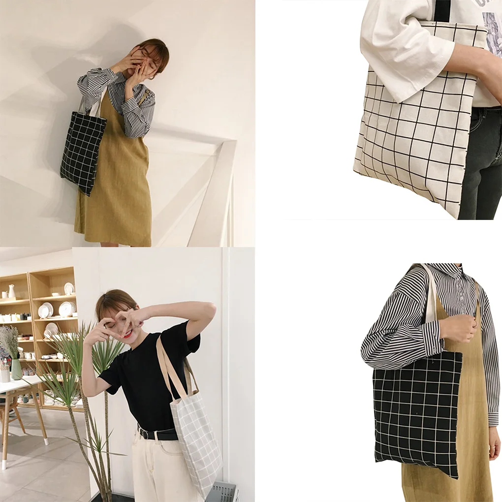 Women Grid Cotton Linen Handbags Students Girls Large Casual Tote Single Shoulder Canvas Bag
Women Grid Cotton Linen Handbags Students Girls Large Casual Tote Single Shoulder Canvas Bag
