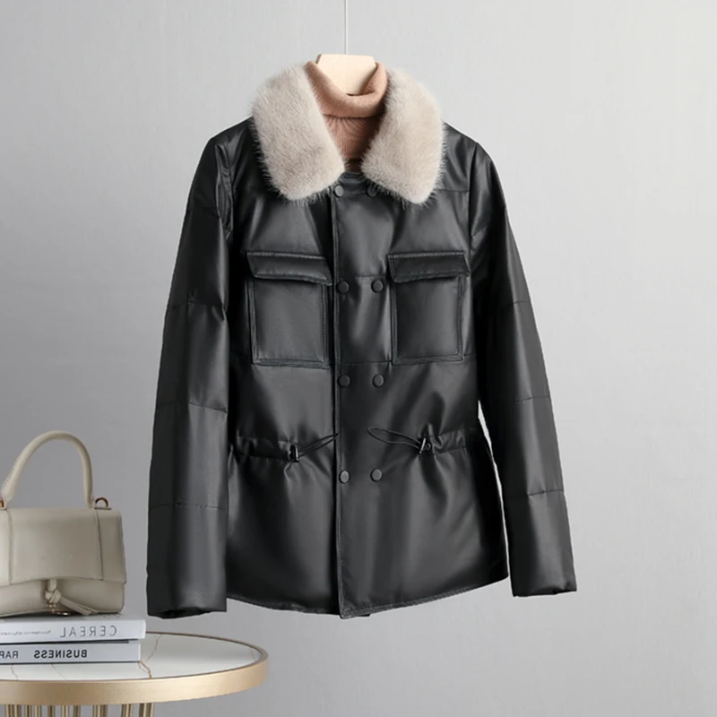 2023 Women's Down Jacket Winter Genuine Sheepskin Leather Jacket Women Real Mink Fur Collar Coat Lederjacke Damen 1222
2023 Women's Down Jacket Winter Genuine Sheepskin Leather Jacket Women Real Mink Fur Collar Coat Lederjacke Damen 1222
