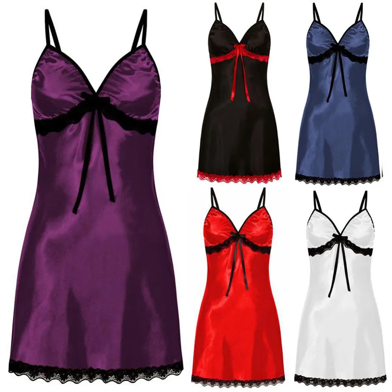 Sexy Women Lace Sleepwear Sling Silk Satin Night Dress Sleeveless V-neck Nightgown Nightdress Plus Size 3XL Nightwear
Sexy Women Lace Sleepwear Sling Silk Satin Night Dress Sleeveless V-neck Nightgown Nightdress Plus Size 3XL Nightwear