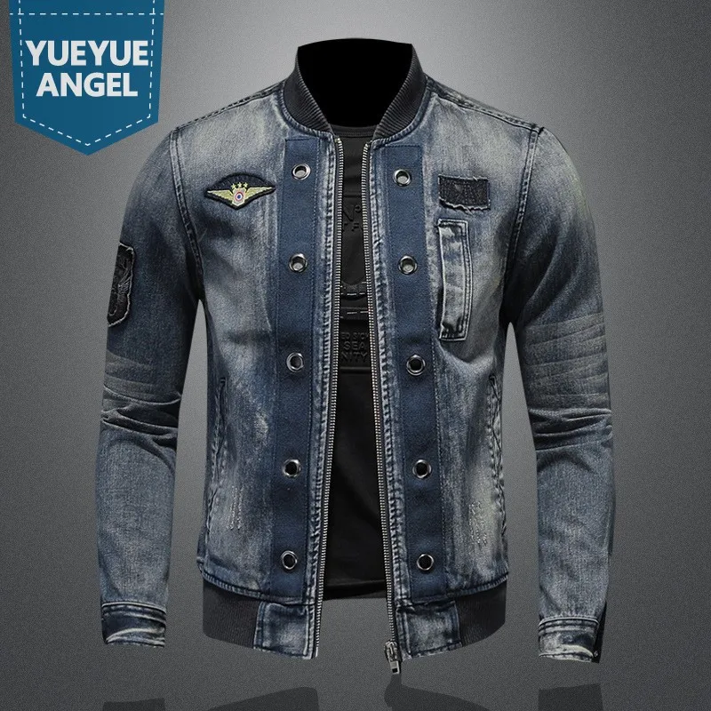 Men Vintage Stand Collar Pilot Coat Denim Bomber Jacket Plus Size 5XL Slim Fit Zipper Jean Outerwear Fashion Mens Biker Jackets
Men Vintage Stand Collar Pilot Coat Denim Bomber Jacket Plus Size 5XL Slim Fit Zipper Jean Outerwear Fashion Mens Biker Jackets