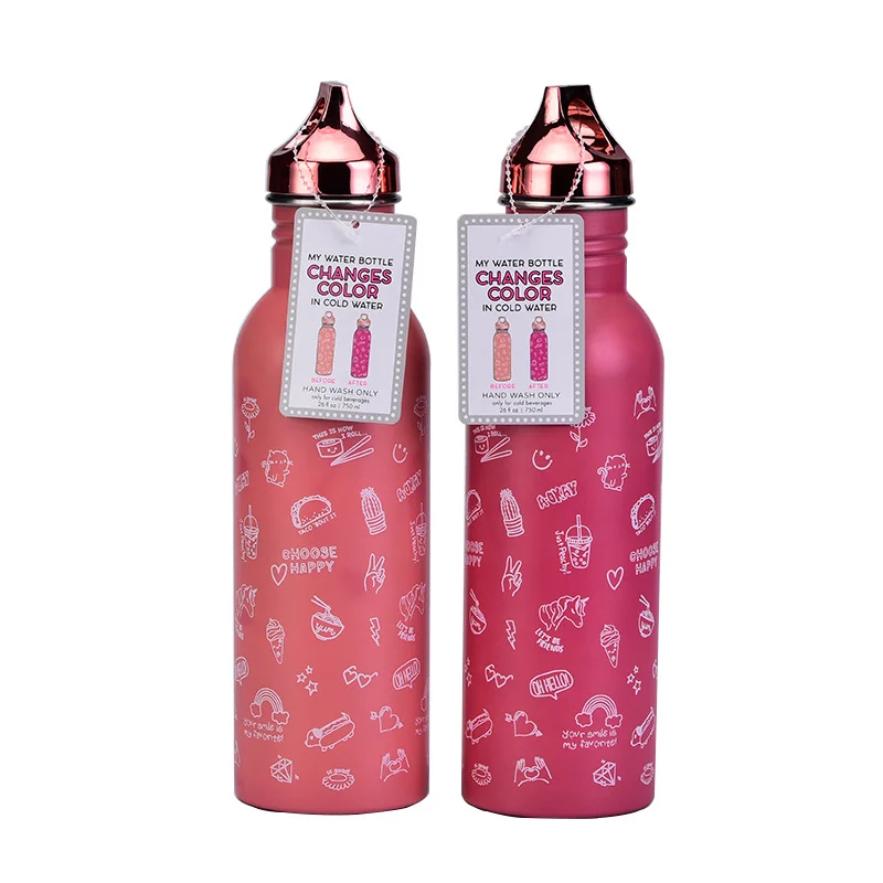 2023 New Single-layer Stainless Steel Outdoor Sports Water Bottle Thermochromic Water Cup Creative Magic Meet Cold Color Change
2023 New Single-layer Stainless Steel Outdoor Sports Water Bottle Thermochromic Water Cup Creative Magic Meet Cold Color Change