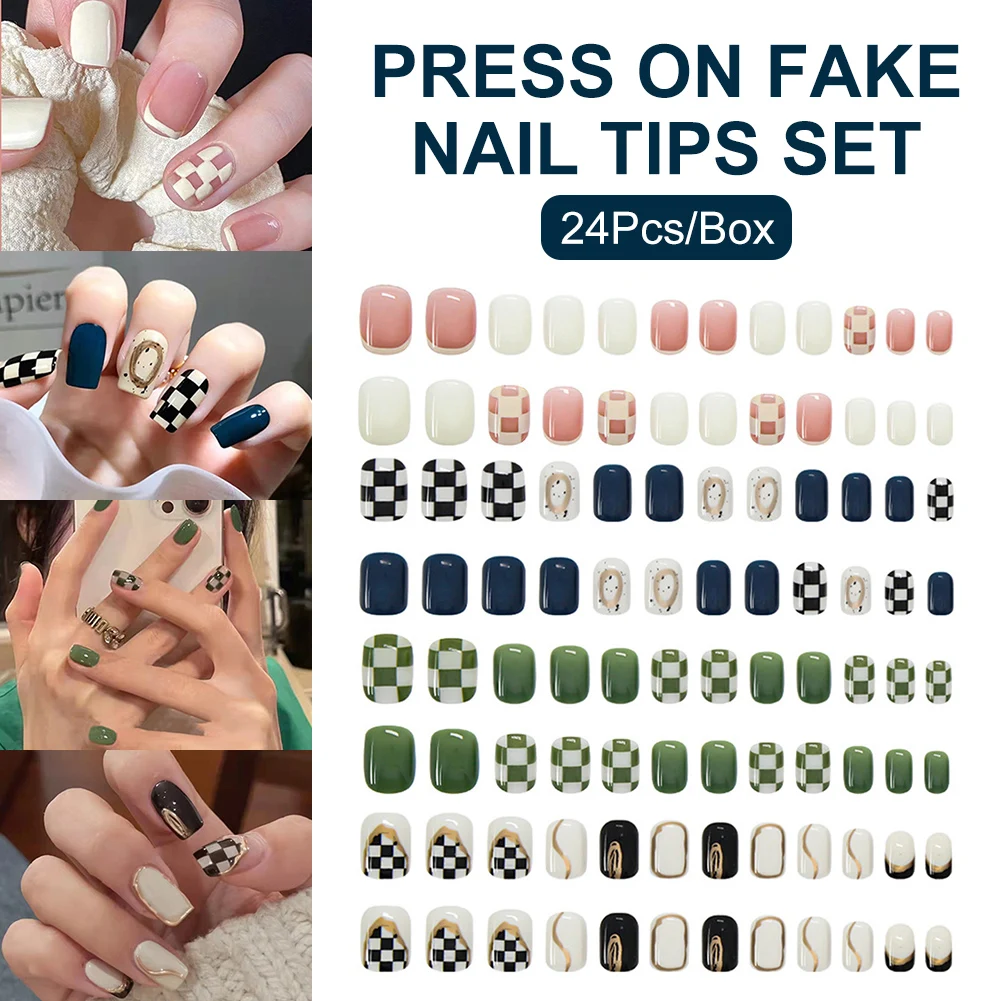 24Pcs/Box Press On Fake Nail Tips Set Short French Nails Full Cover Square False Nails Nail Art Manicure Set
24Pcs/Box Press On Fake Nail Tips Set Short French Nails Full Cover Square False Nails Nail Art Manicure Set