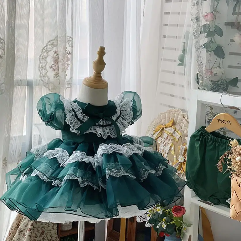 Baby Girls Spanish Royal Lolita Princess Dress Infant Birthday Party Green Ball Gown Summer Girl Dress For Easter Eid A1164
Baby Girls Spanish Royal Lolita Princess Dress Infant Birthday Party Green Ball Gown Summer Girl Dress For Easter Eid A1164