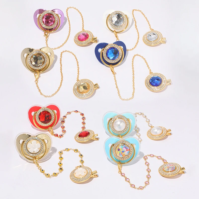 Baby Pacifier Luxury Diamond Pacifier Clip Bling Newborn Silicone Pacifier Chain with Cover Dummy Soother Baby Chupete BPA Free
Baby Pacifier Luxury Diamond Pacifier Clip Bling Newborn Silicone Pacifier Chain with Cover Dummy Soother Baby Chupete BPA Free